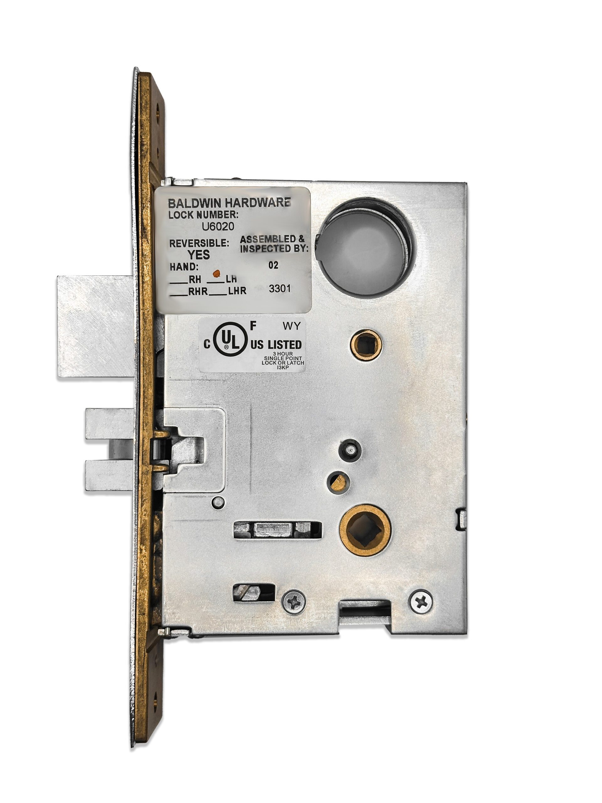 "BLD-6020-260-L Baldwin: Left Handed Entrance and Apartment Mortise Lock with 2-3/4"" Backset Polished Chrome" - Image 3